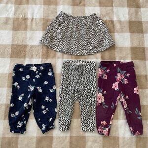 Bundle of girls pants and skirt. Mixedsize Leopard Skirt and Floral Leggings Set